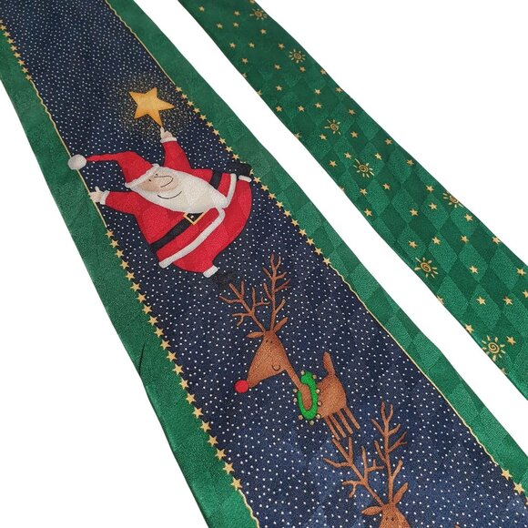 Vintage Cool Yule Christmas Tie Men Santa Reindeer Hallmark Holiday Necktie - Picture 2 of 5
